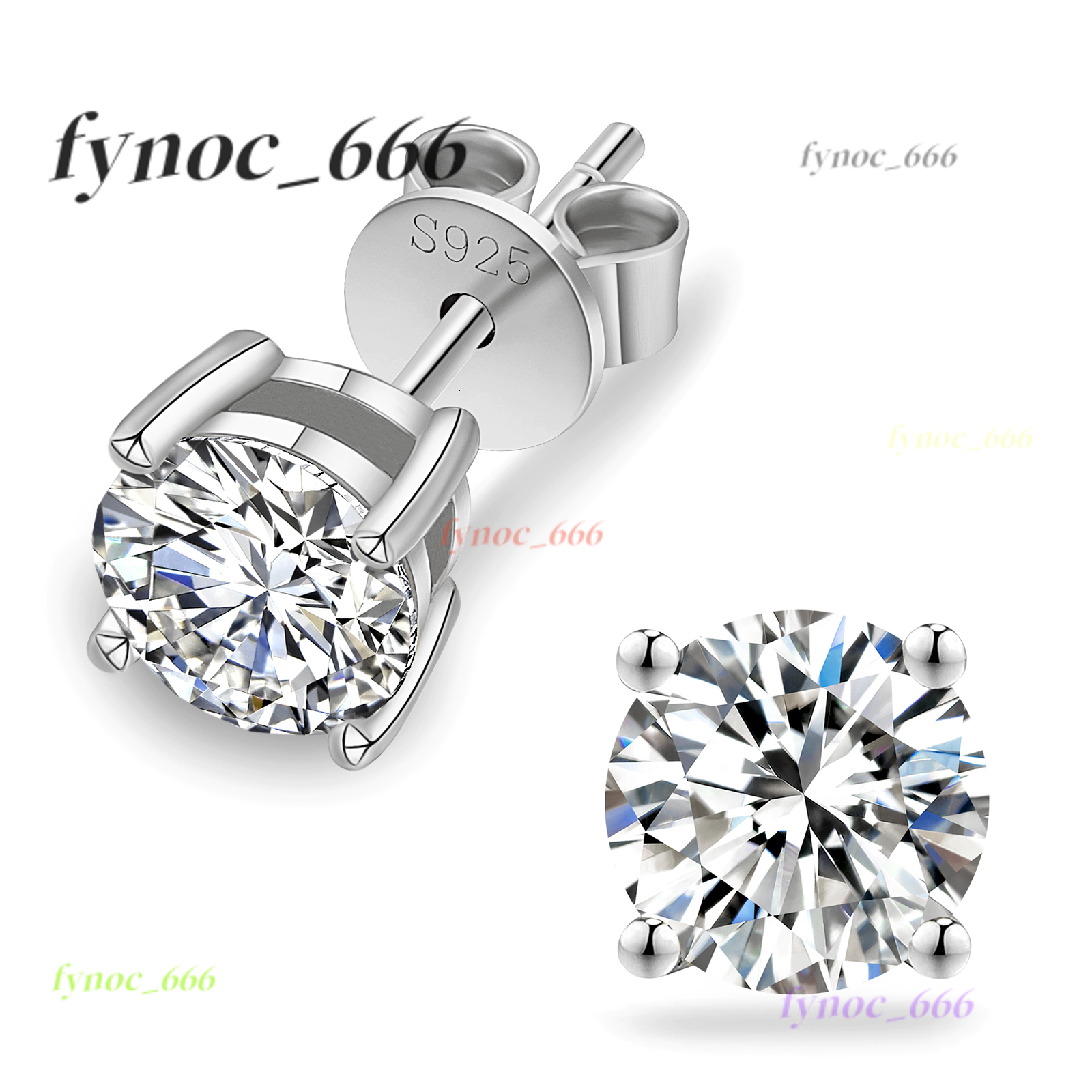 Classic Design Round Cut Vvs 1 Ct Diamond 925 Sterling Silver Gold Plated Stud Moissanite Earrings for Men Women