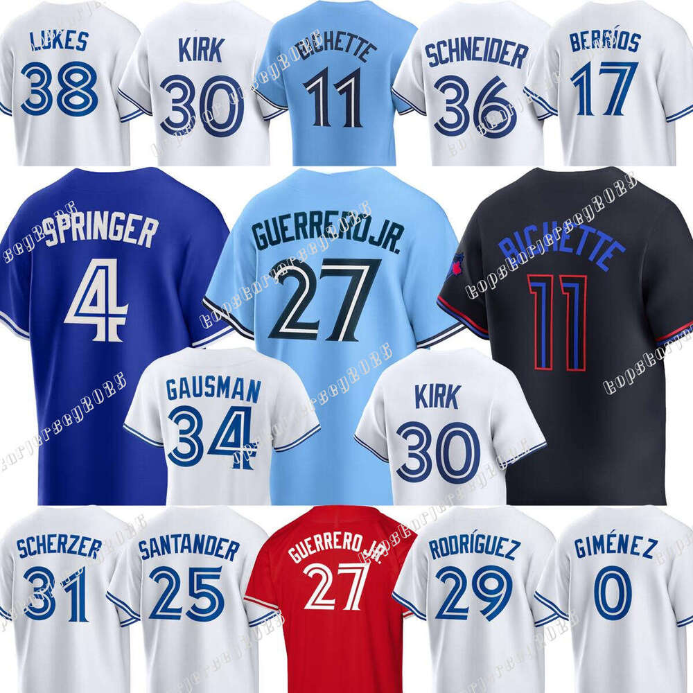 Vladimir Guerrero Jr George Springer Blue Jays Jerseys Daulton Varsho Ernie Clement Davis Schneider Alejandro Kirk Bo Bichette George Springer Baseball Jerseys