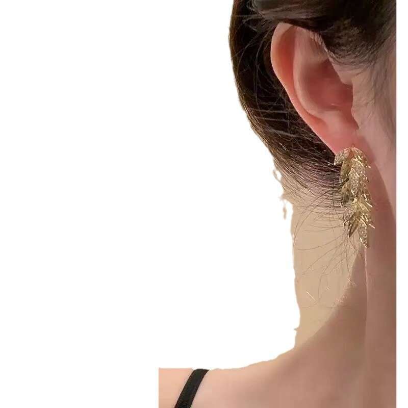 luxury earrings Dangle Earrings Golden Stainless Steel Simple Leaf Women's Drop Punk Vintage Suitable For Parties Gift