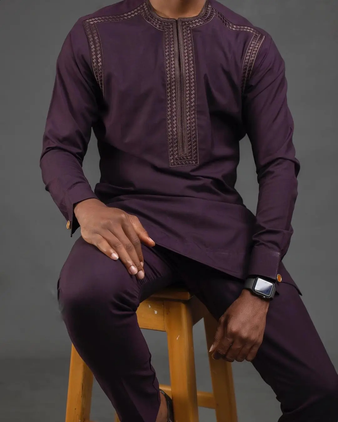 Kaftan Elegant Mens Suit Long Sleeve Ethnic Style Casual EmbroideryTop And Pants 2PCS Sets African Fashion Traditional Outfits 250823