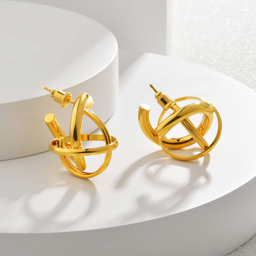 Vintage Gold Color Metal Ball Hoop Earrings Style Hollow Out Statement Earrings For Women Fashion Party Jewelry