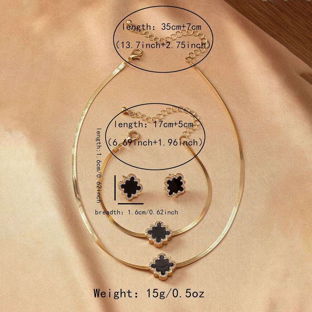 exquisite and romantic bracelet necklace stud earrings pendant geometric jewelry set elegant party gif classic ladies luxury