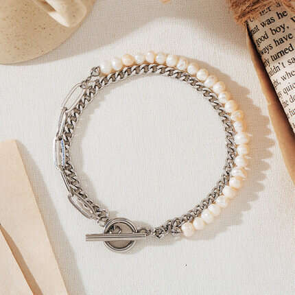 luxury jewelry Niche Bracelet for Men and Women Hip Hop Hand Jewelry Titanium Steel Natural Pearl Korean Style Personality Bracelet New Model