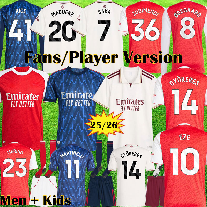 EZE Aarsenall Soccer Jerseys 3XL 4XL RICE ARS Kits Gunners ODEGAARD ARSen shirts SAKA 2025 2026 GYOKERES 25 26 arsenallfootball shirt All Men Kids Uniform 65rsenal