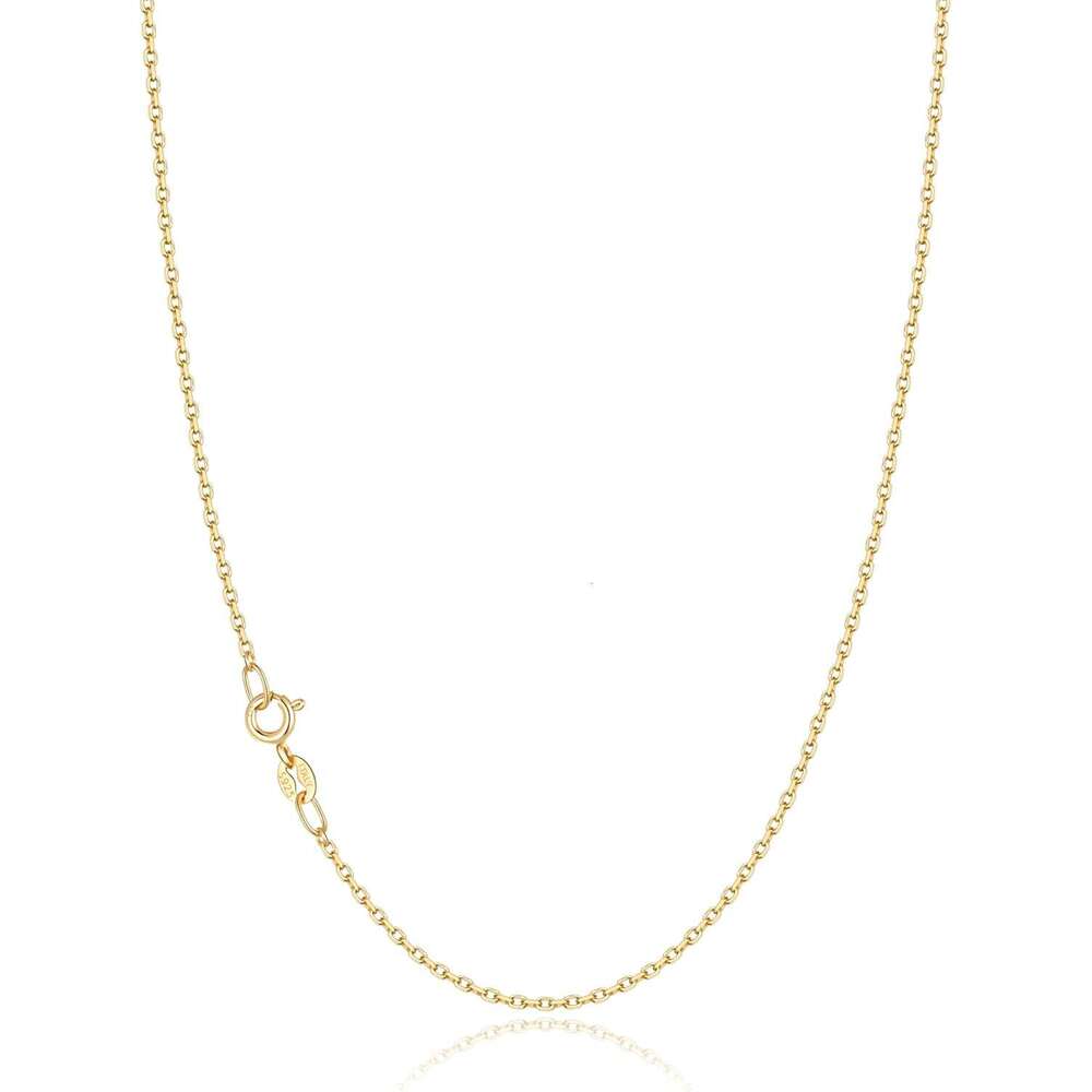 Solid Gold Over Sterling Sier for Women, 1.2mm Cable Necklace Super Sturdy & Shiny Women's Chain Necklaces 14/16/17/18/20/22/24 Inches