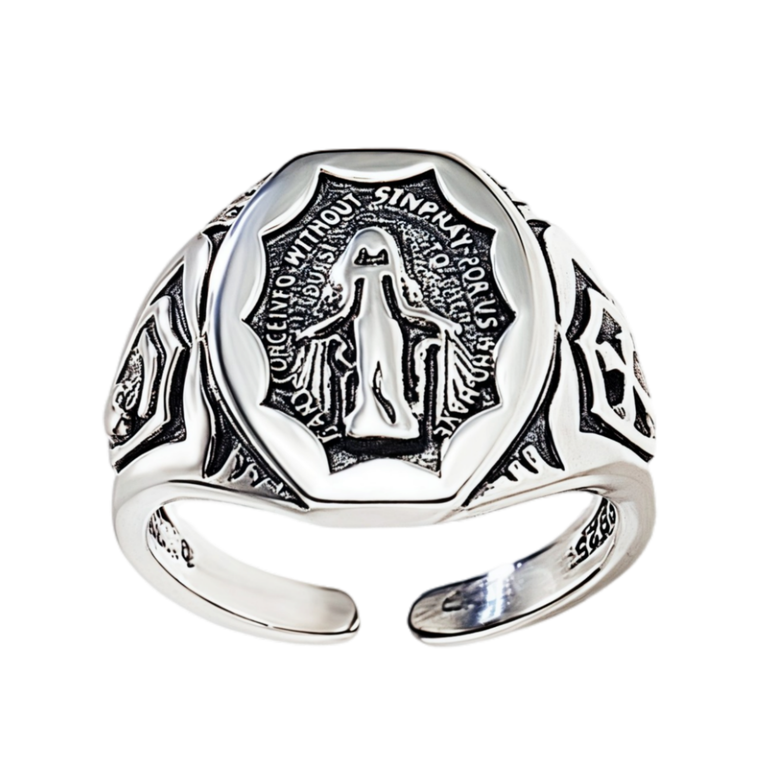Religious God Allah Faith Great Prophet Ethnic Style Band Ring Symbolizing Good Wishes Ring for Men Women 925 Sterling Silver Adjustable Lucky Band Ri