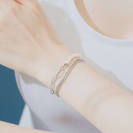 luxury jewelry Niche Bracelet for Men and Women Hip Hop Hand Jewelry Titanium Steel Natural Pearl Korean Style Personality Bracelet New Model