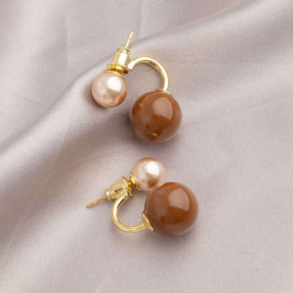 gold plated silver fashion jewelry earrings luxury letter nail geometric famous women's round diamond crystal pearl earrings