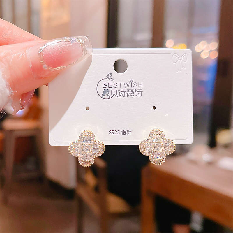 Luxury Diamond Stud Earring 18k Gold Silver Flower Letter Studs Earrings Women Girl Wedding Party Love Jewelry never fade