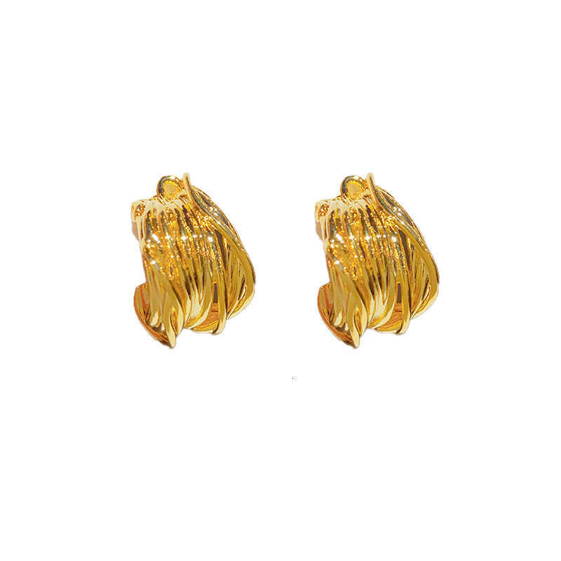 simple style hip hop multilayer winding bouncing di personality niche earrings loops ear clips trendy high texture luxury earrings