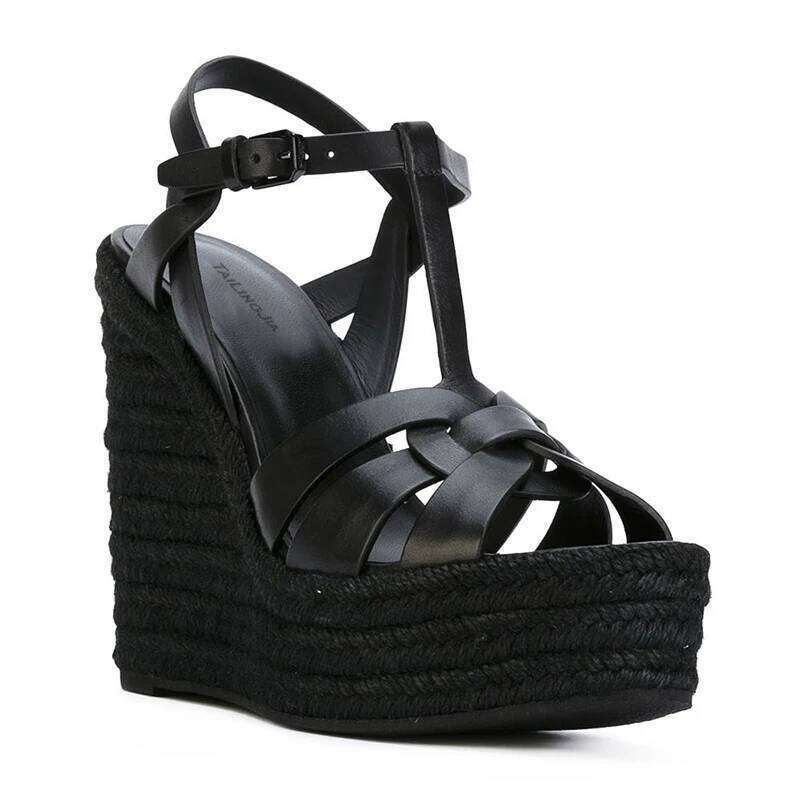 Brown Espadrille Sandals Women Wedge Shoes Platform High Heel Sandal White Rope Heels Black Ladies Summer Shoe 2025 Footwear