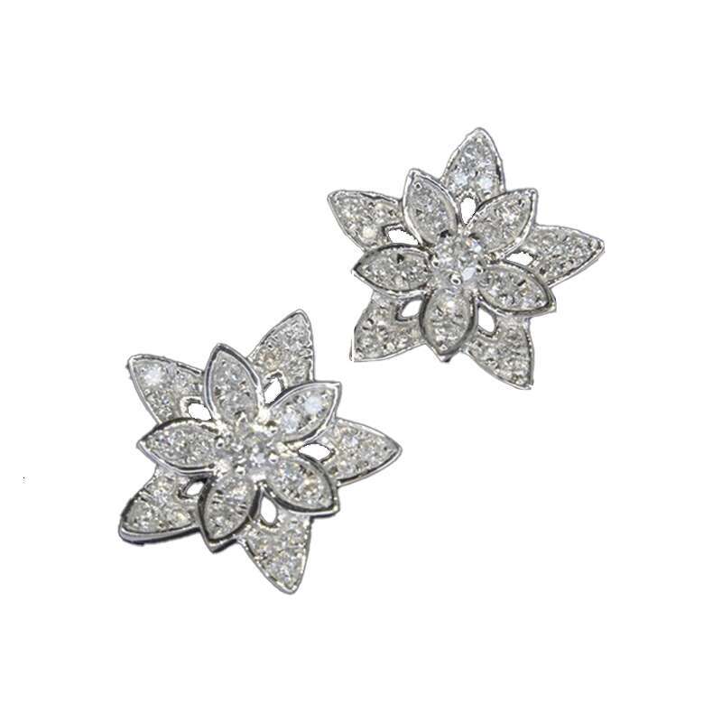 Sterling Silver Jewelry luxury earrings for Women Elegant Accessory Stud Earrings Floral Design Zircon Stones for Sensitive Skin