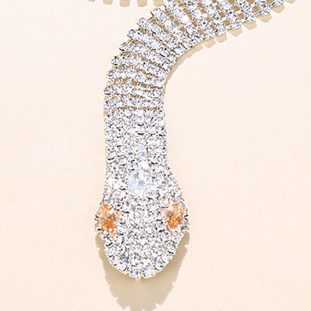 Free shipping designer jewelry Accessories Fashion Sexy Full Diamond Snake Necklace Unique Exaggerated Hip Hop Choker