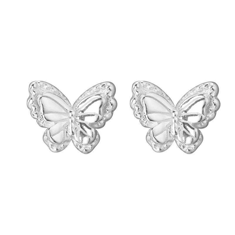 Fashion trends silver butterfly earrings Fashion Elegant High end Micro inlaid Butterfly Simple Niche Design Versatile Commuting Earrings