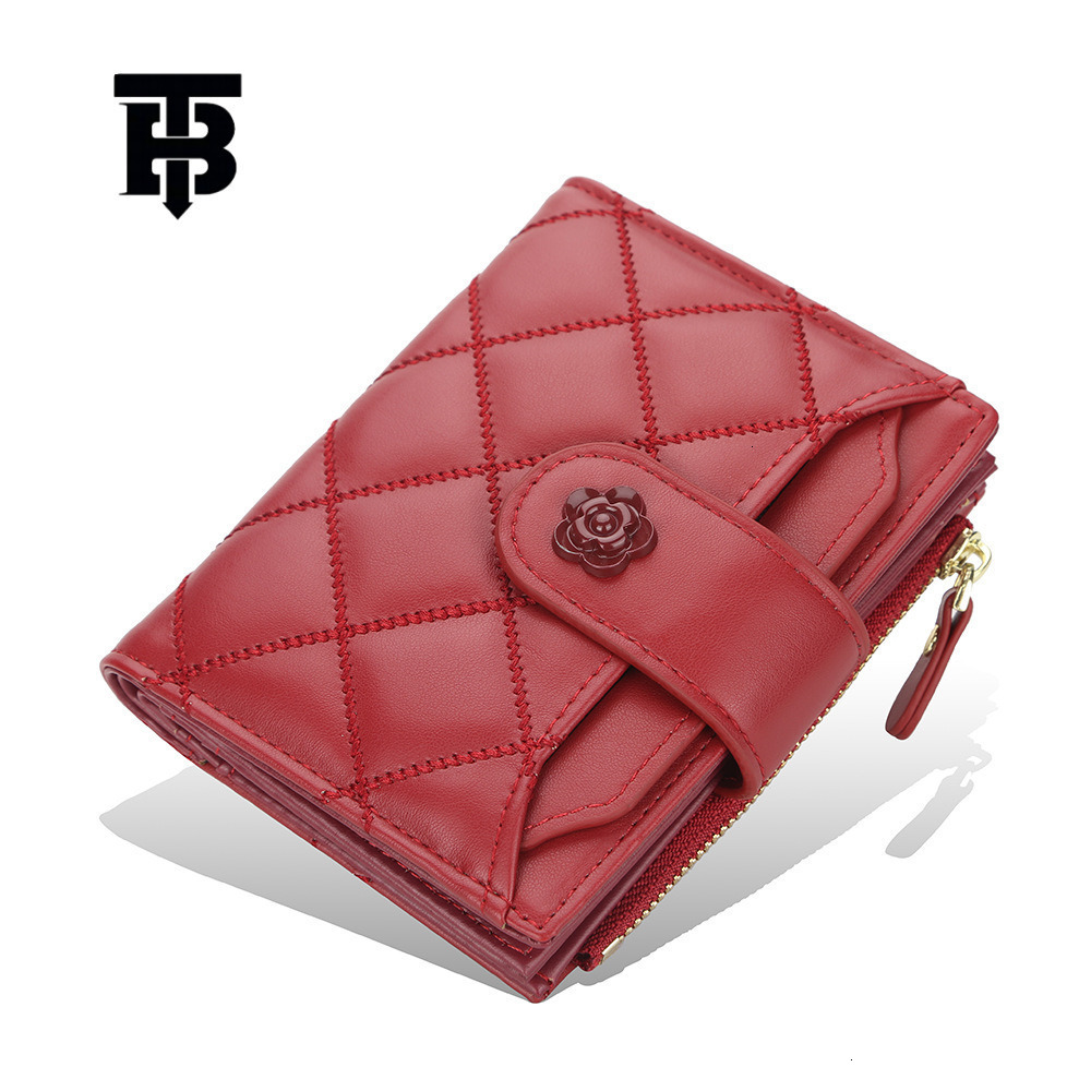 TB BHULAMTE Free Shipping Designer Luxury Women's Short Wallet Korean Version Diamond Grid Multi Slot Card Bag Zipper Coin Bag Driver's Lice