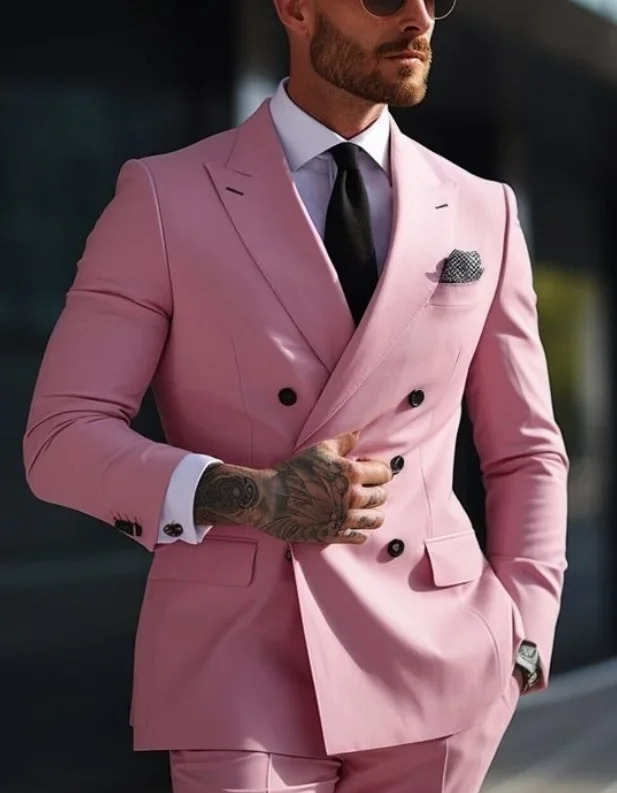 High Quality Brown Men Suits 2024 Double Breasted Bespoke Wedding Suit ed Lapel Formal Blazer Slim Fit 2 Piece Jacket Pants 250823