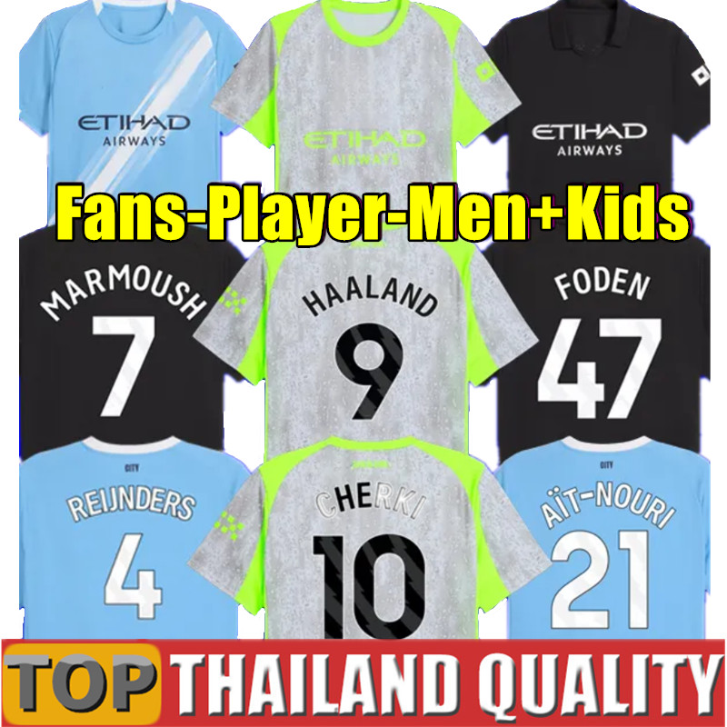 25 26 HAALAND soccer jerseys FODEN MARMOUSH DOKU Cherki KOVACIC GVARDIOL DE BRUYNE DE BRUYNE Reijnders football shirt men kids kit goalkeeper pink black long sleeves