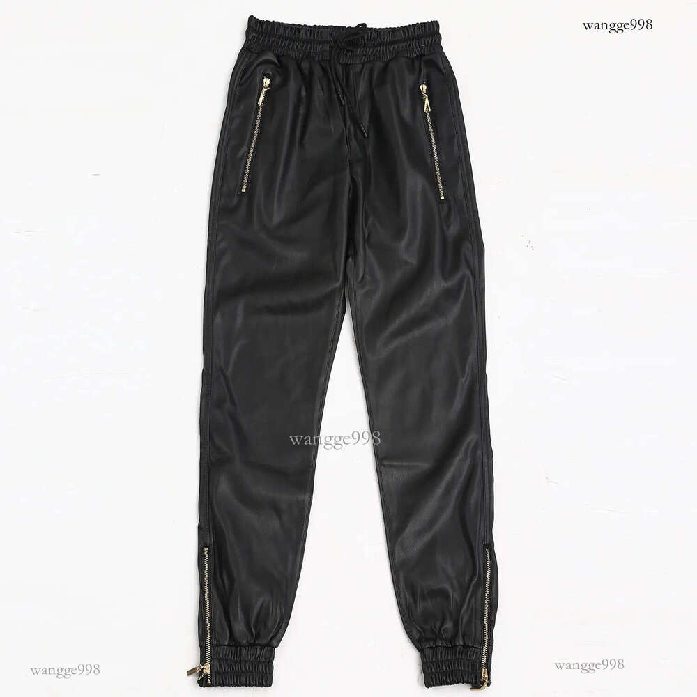 Men's Pants Idopy Men's Autumn Faux Leather Joggers Harem Hip Hop Ankle Gold Zippers Elastic Waist Drawstring PU Trousers For Male