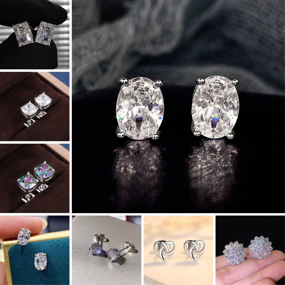 earrings designer men jewelry diamond earrings Cubic Zircon stud earring silver and gold Crystal Geometric shape stud designer earring stainless steel earings