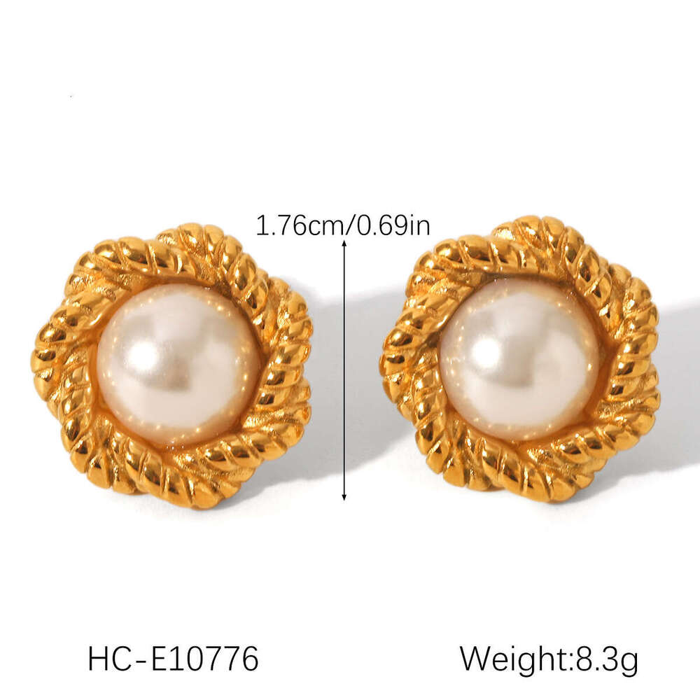 Flower pearl earrings stud Women Retro Vintage Luxury Ball Side Wear Chinese Earring Earings Ear Rings Charm Jewelry Gift