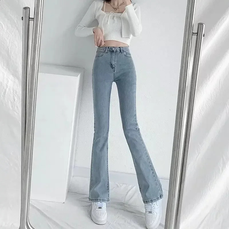 Spring Slimming HighWaisted Jeans Womens Micro Flared Blue Pear Shaped Wide Leg Pants Fashionable Trendy Z260313