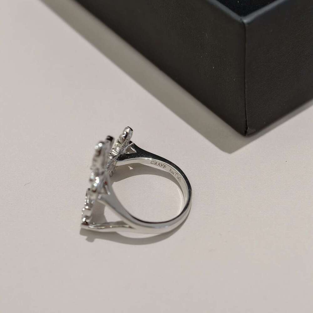 rose gold silver charm ring Top grade luxury full diamond flower ring for women girls lovely romantic flowers rings jewelry open size