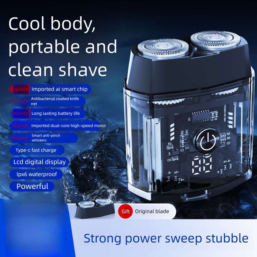 Men's mecha shaver with magnetic suction blade and dual engine trendy and portable full body washing for business trips