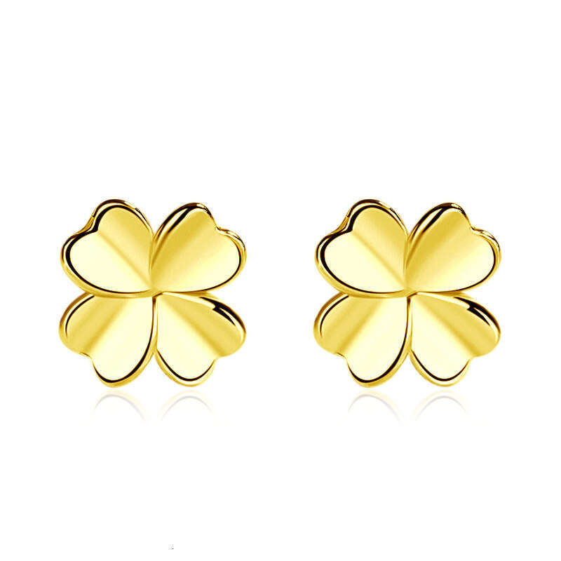 luxury jewelry Pure Sier Smooth Four Leaf Clover for Women Korean Style Hypoallergenic Simple Small Earrings Versatile
