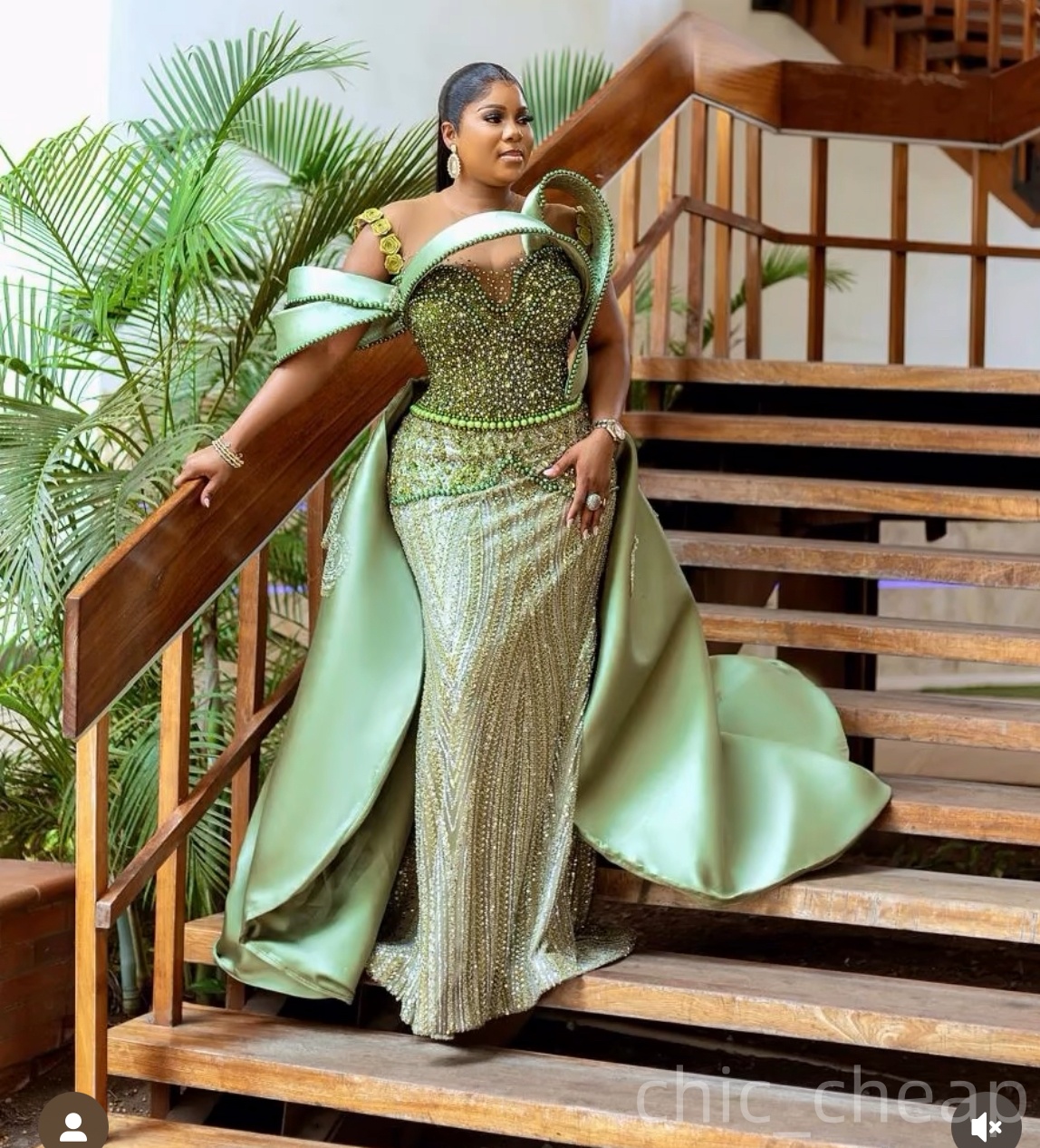 2025 Plus Size Sage Mermaid Mother Of Bride Dresses Beaded Pearls Sequined Prom Evening Party Mama's Dress Vintage 50's Birthday Wedding Gue