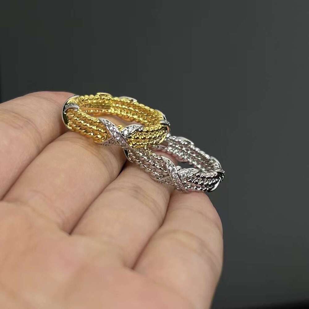 luxury earrings High Version And Heavy Craft Fashion Cross X Color Bead Ring For Women Niche Design High End Sense Jewelry