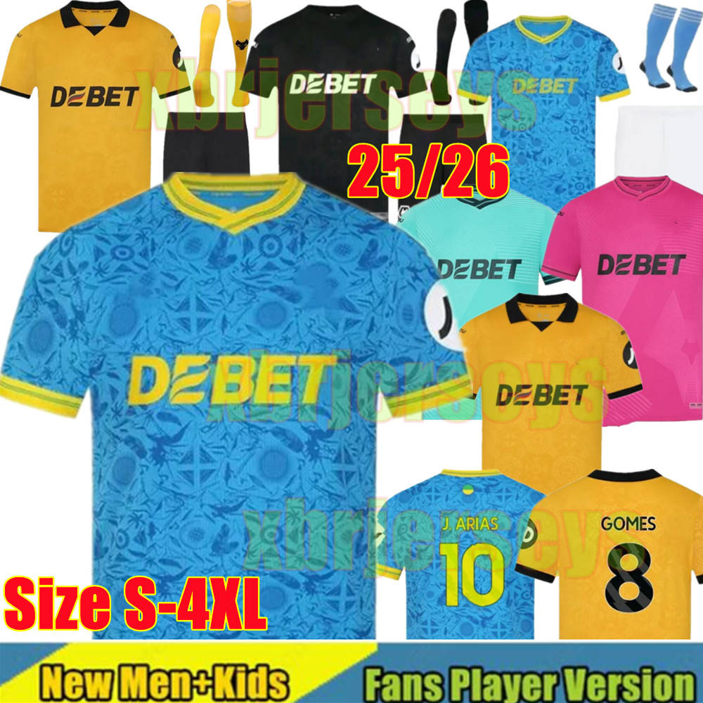 25 26 Wolves Soccer Jerseys J. ARIAS CUNHA HEE CHAN GOMES MATHEUS DOHERTY PODENCE AIT NOURI J.LARSEN STERLING STRAND SARABIA LARSEN 2025 2026 th Football Shirt man kids