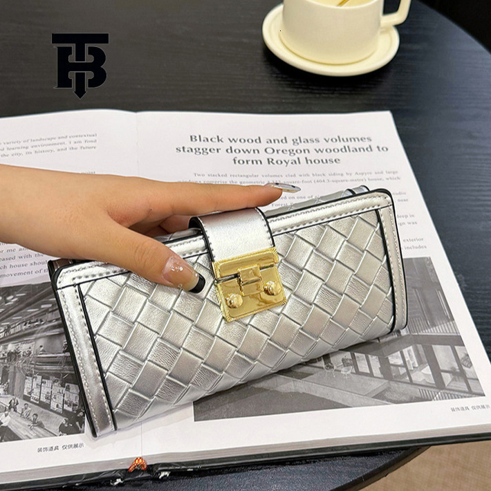 TB BHULAMTE Free Shipping Designer Luxury Women's Wallet Classic Short Woven Card Holder Fashionable Luxury Buckle Fold Long Handbag Coin Bag