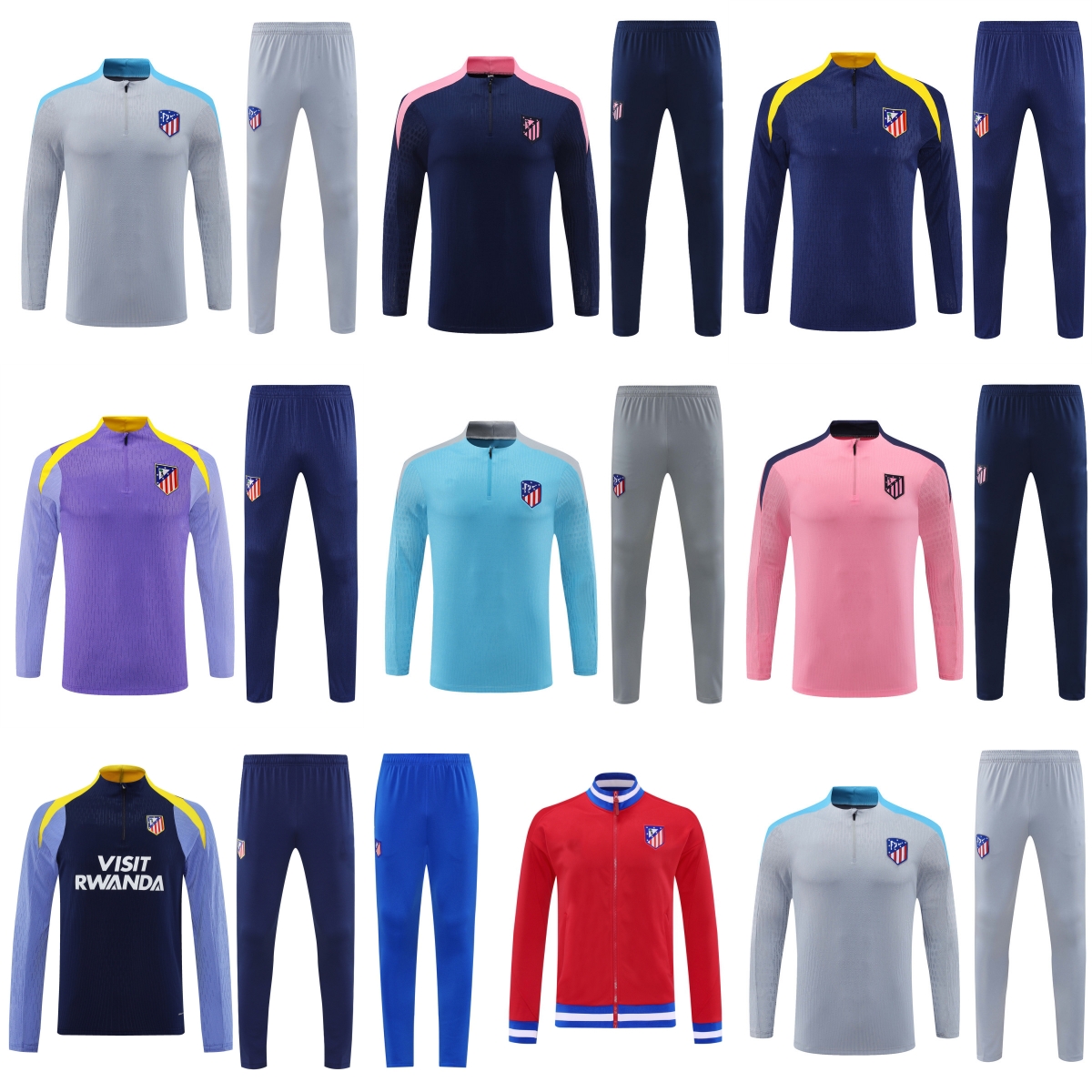 2024 25 26 adult kids Atletico MadRIdsES tracksuit chandal futbol soccer Training suit tracksuits set men camiseta de football jacket Long sleeve Half zipper