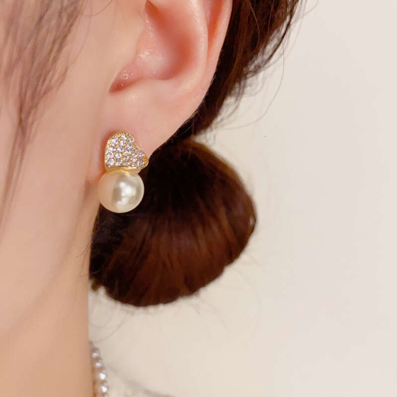 Earrings Gold Brass Copper Stamp Letter Earring Fashion Crystal Rhinestone Pearl Bowknot Womens Elegance Wedding Party Jewelry Accessories