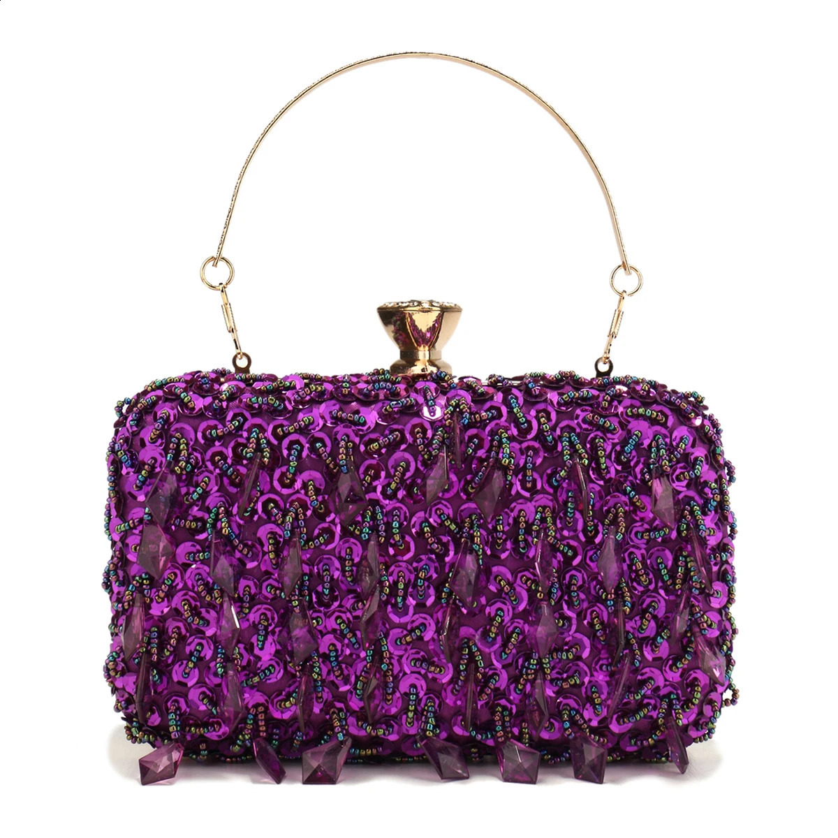Diamonds Beaded Wedding Chain Shoulder Clutches Plastic Embroidery Party Dinner Purse Tassel Women Evening Bags 250820 - view 4