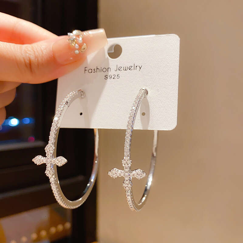 geometric circular cross ear rings Fashion Circle Women Hoop Earrings Exaggerated Ear Loop Smooth Round Earring Party Jewelry