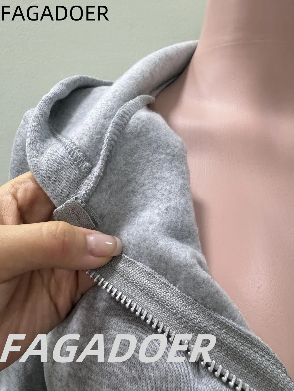 FAGADOER Casual Solid Hooded Zip Shorts Tracksuits Women V Neck Long Sleeve Top And Shorts Two Piece Set Fashion Sporty Outfits 250823