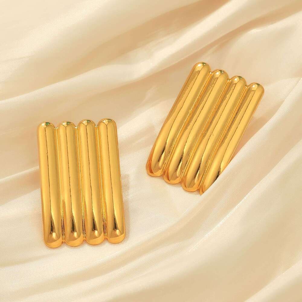 Simple geometric earrings Silver Stud Earrings Floral Knot String Gold Color Punk Women Girl Gift Jewelry Drop