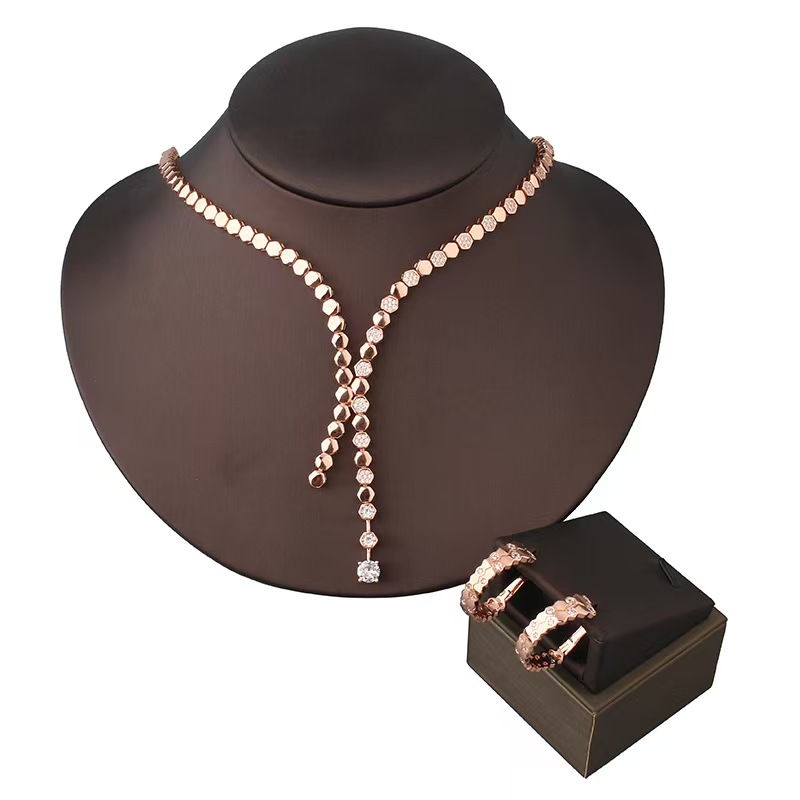 rose gold sliver Tennis Necklaces Vintage Cross Pendants long sets Chain Choker Jewellery Fashion Necklace For Women Jewelry Party Gifts Stud Earrings High Quality