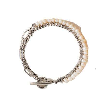 luxury jewelry Niche Bracelet for Men and Women Hip Hop Hand Jewelry Titanium Steel Natural Pearl Korean Style Personality Bracelet New Model