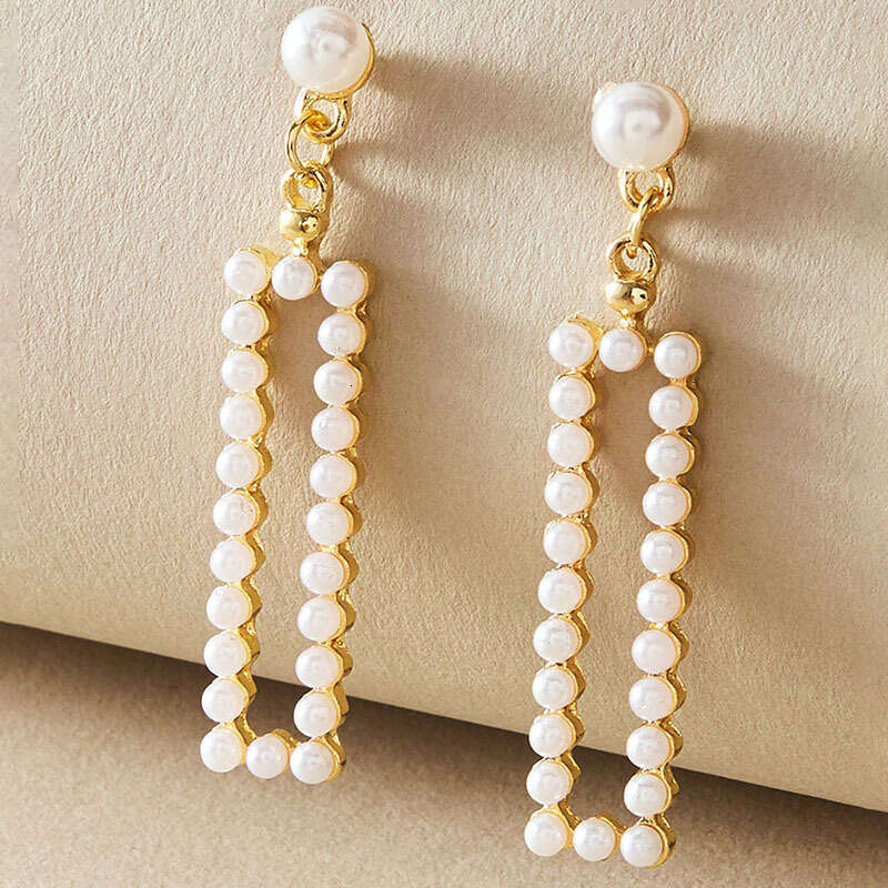 Long Dangle Simulated White Pearl Earrings Elegant Round Ball Pearl Drop Earring Women Wedding Jewelry