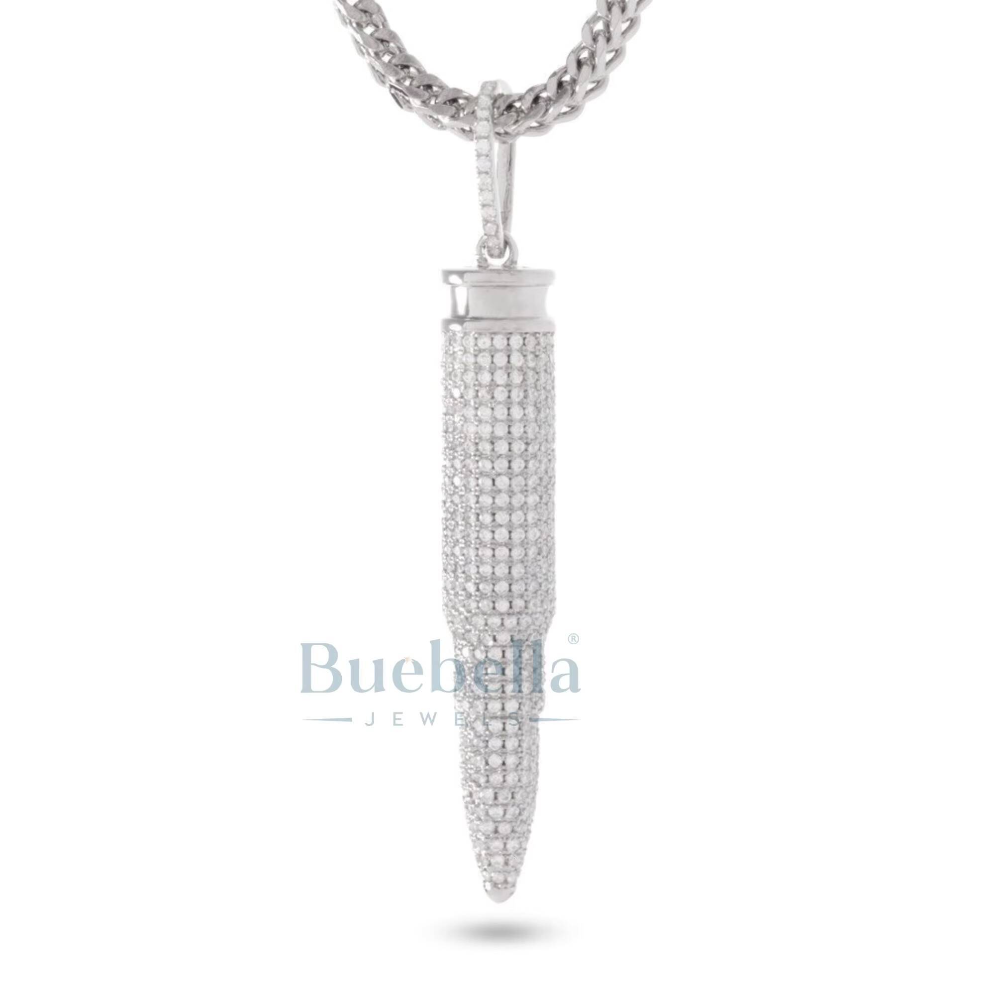 Fully Iced Bullet Necklace for Tactical Swagger and Style Caliber Pendant Built for Bold Moves and Clean Shots
