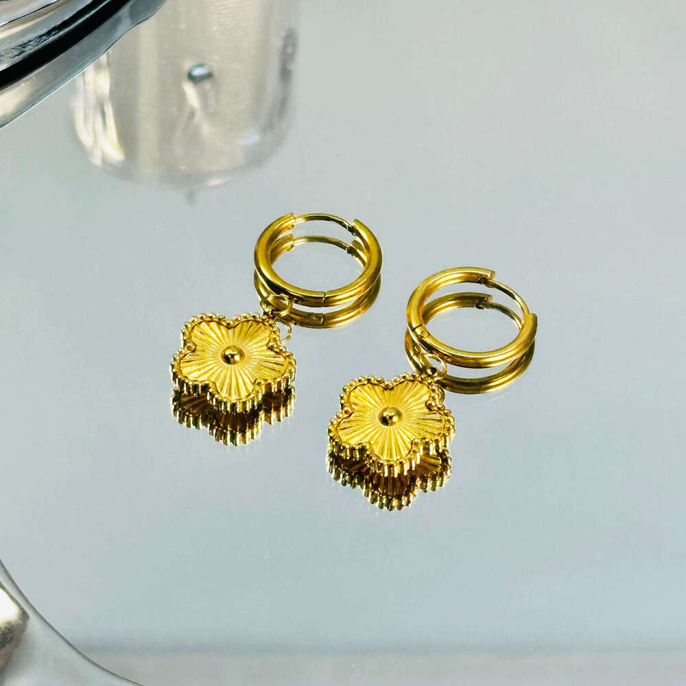 Luxury 4 Four Clover Necklace Luxury Jewelry Set Pendant Necklaces Bracelet Stud Earring Women Birthday Gift Gold Clover Necklace