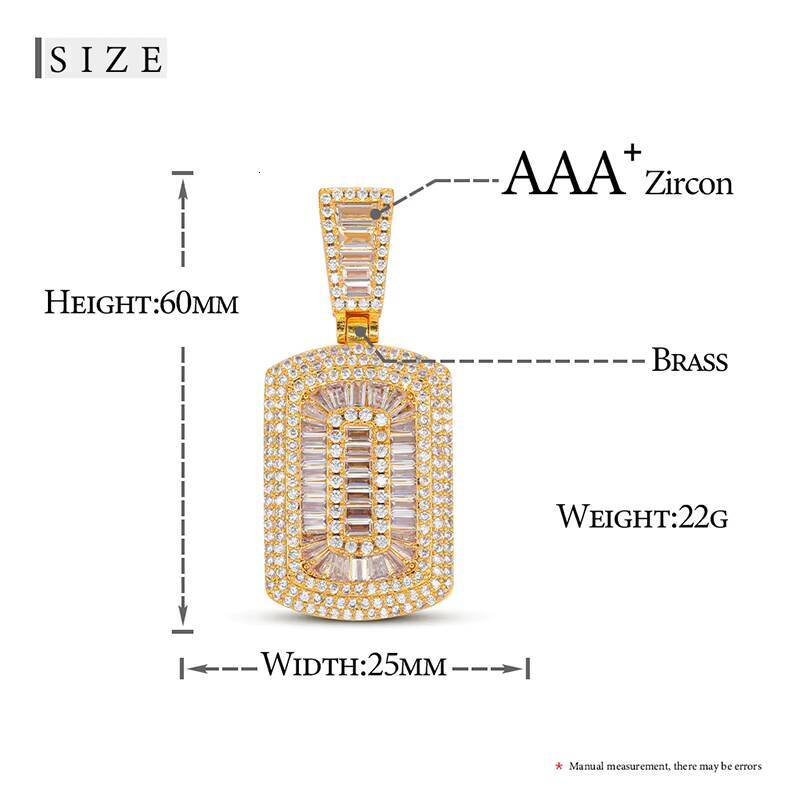 Hip Hop Full Diamond Pendant Charming Baguette Stone Rope Chain Pendant 18K Gold Plated Iced Out Necklace Jewelry