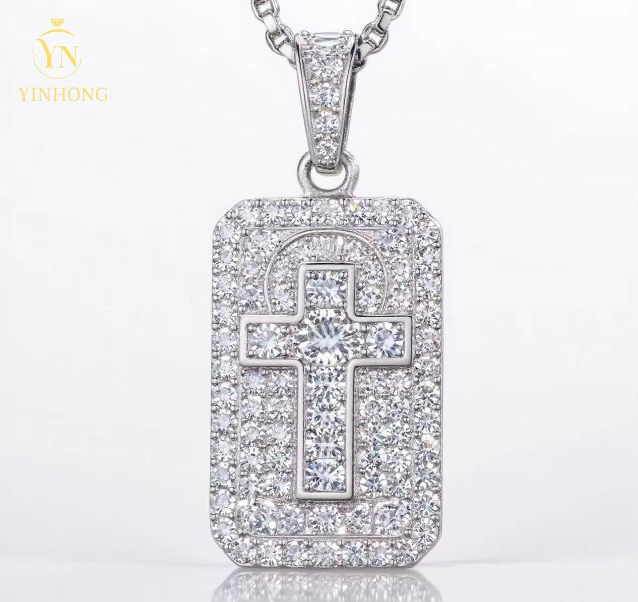 New Fashion 925 Silver Charm Necklace Custom Vvs Baguette Moissanite Mens Dollar Sign Pendant With Certificate