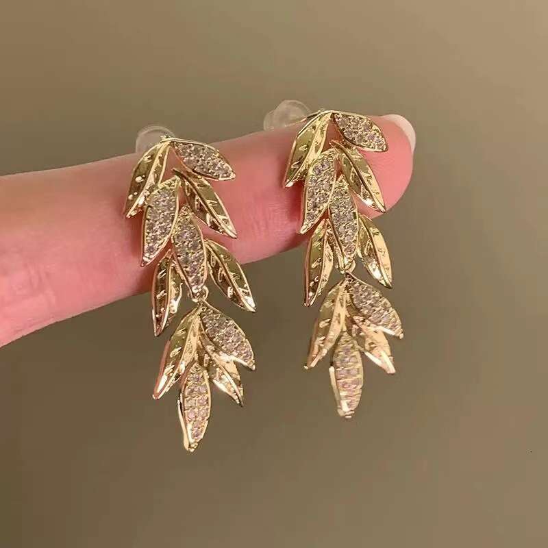 luxury earrings Dangle Earrings Golden Stainless Steel Simple Leaf Women's Drop Punk Vintage Suitable For Parties Gift