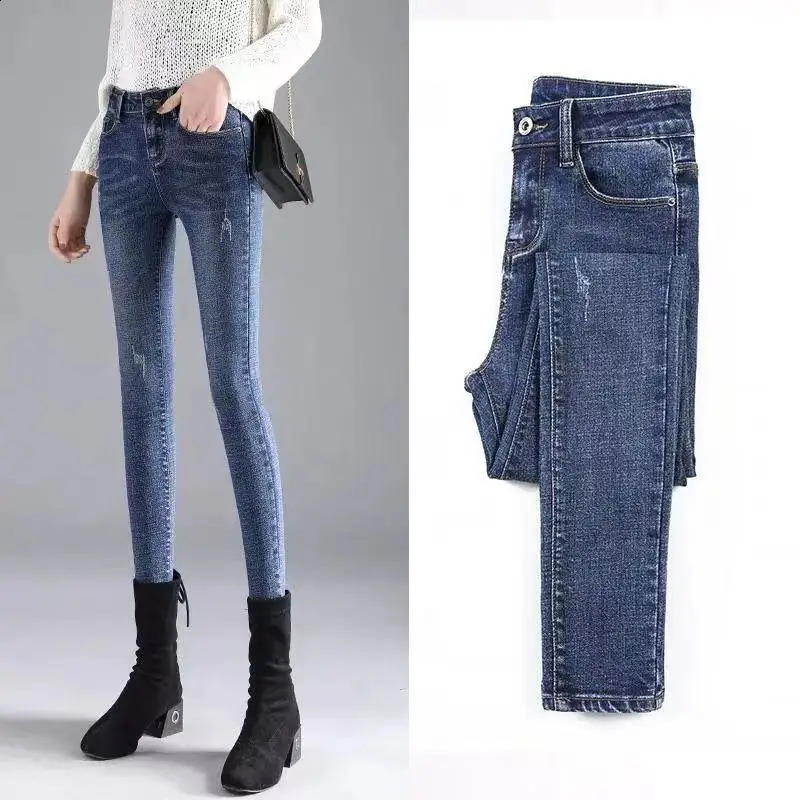 Women Pants Autumn Elastic Pencil Trousers High Waist Ladies Tight Clothing Slim Fit Casual Skinny Denim Jeans PTKPCC Z260313