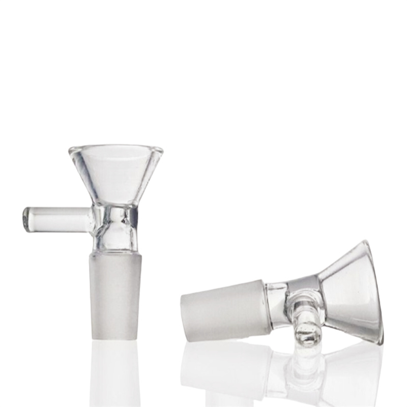 14mm 19mm Glass Smoking Bowl Tobacco And Herb Dry Bowl Slide For Glass Bong And Pipes Male Joint Bowl With Handle