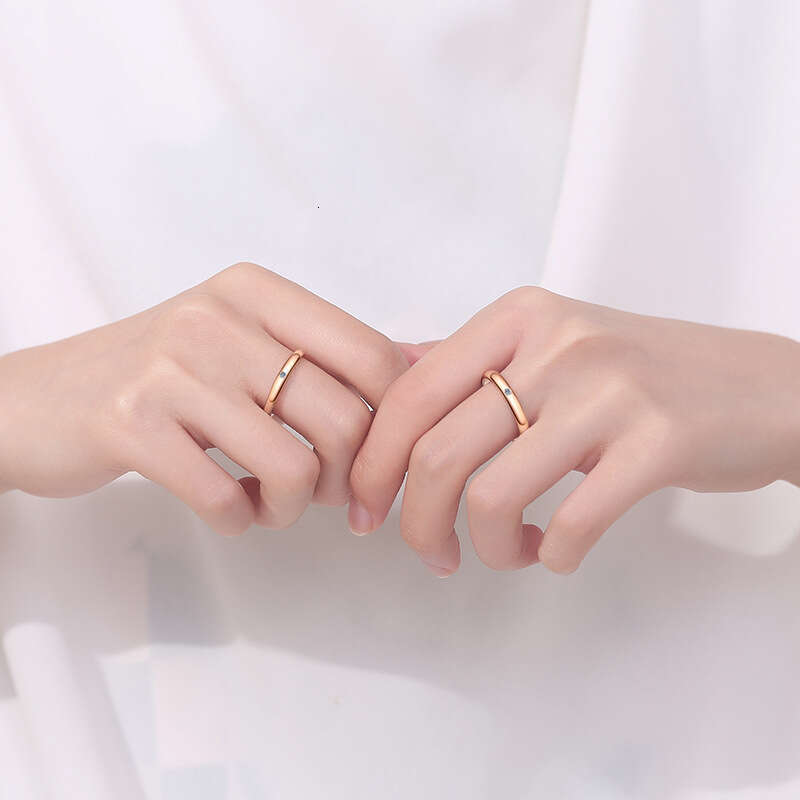 Simple and unadorned couple rings Woman's Gold Thin ring love Full diamonds ring Top quality v-gold 18k gold plated rings Classic Premium girl gi