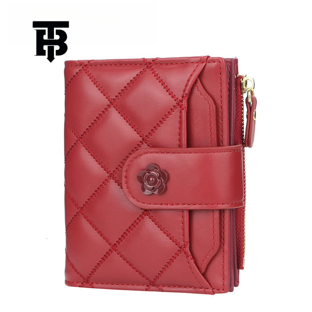 TB BHULAMTE Free Shipping Designer Luxury Women's Short Wallet Korean Version Diamond Grid Multi Slot Card Bag Zipper Coin Bag Driver's Lice